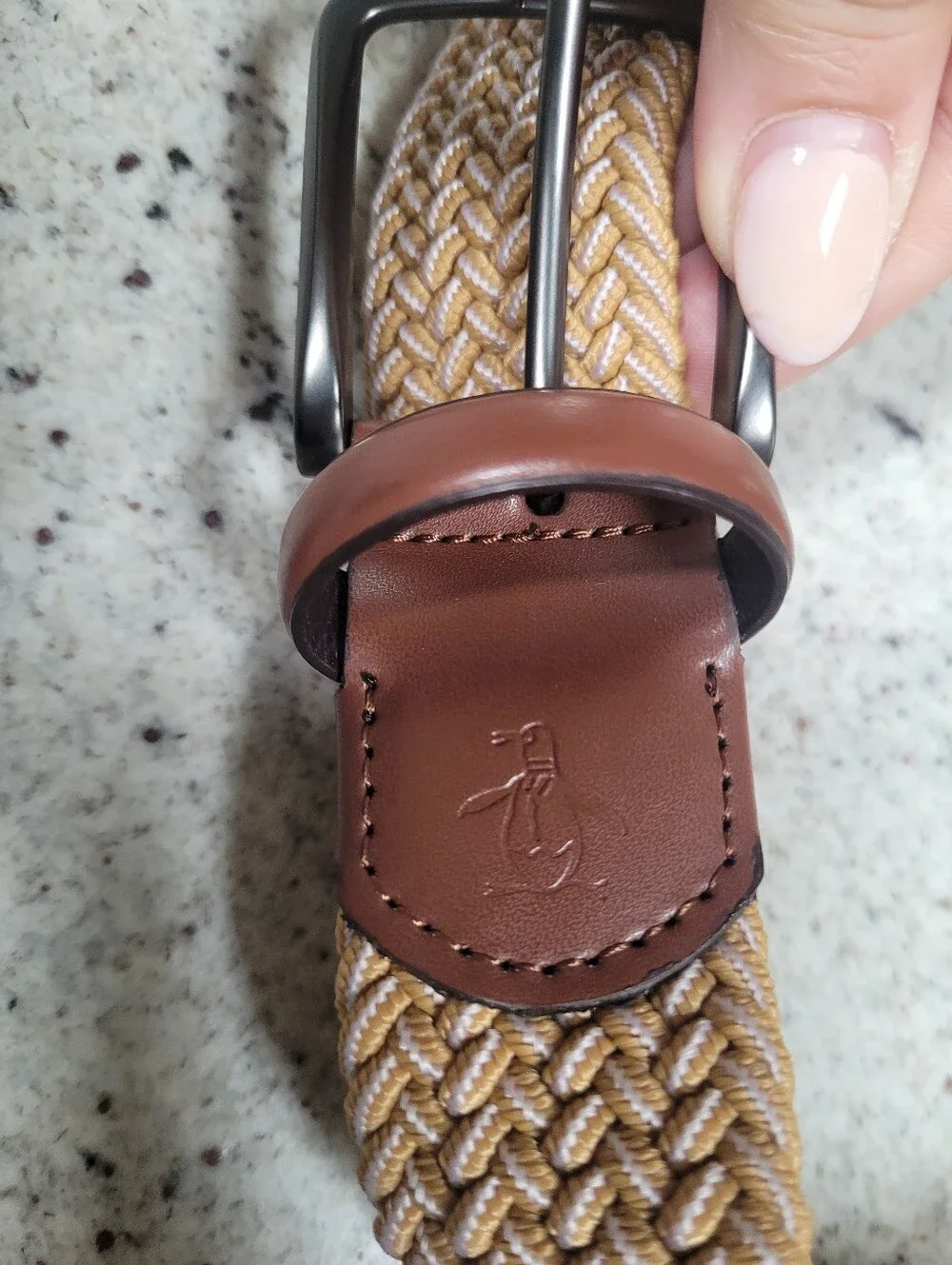 Braided Stretch Belt Tan Brown Original Penguin Large 38-40 Leather